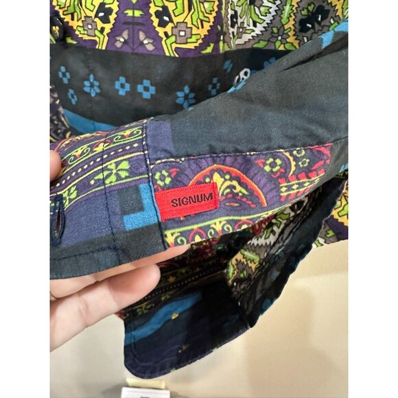 Signum Button Up Long Sleeve Shirt Fun Print Geometric Size Medium - Picture 6 of 8